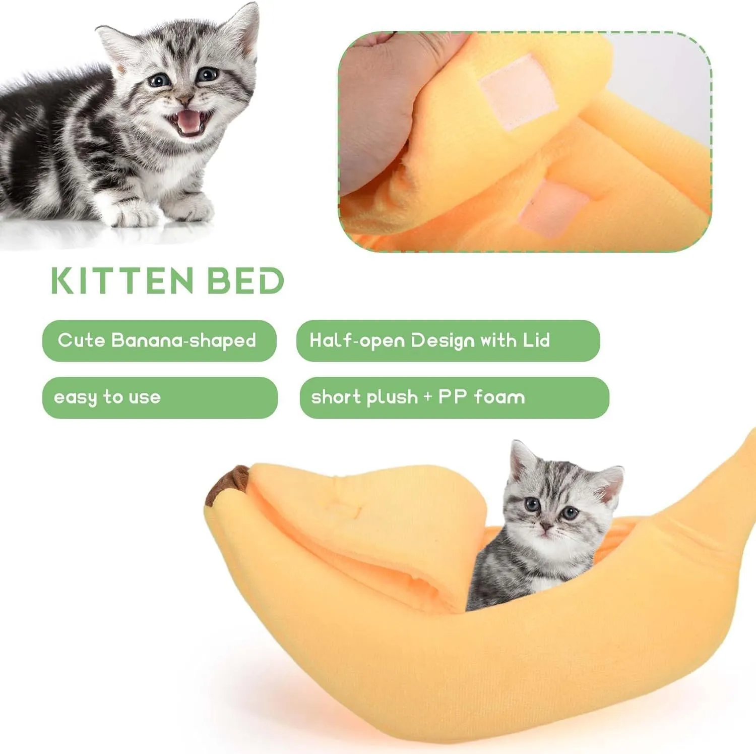 Yellow Banana Cat Bed, Cute Banana Puppy Pad Kennel Warm and Soft Pet Cat Supplies Kitten Puppy Bed