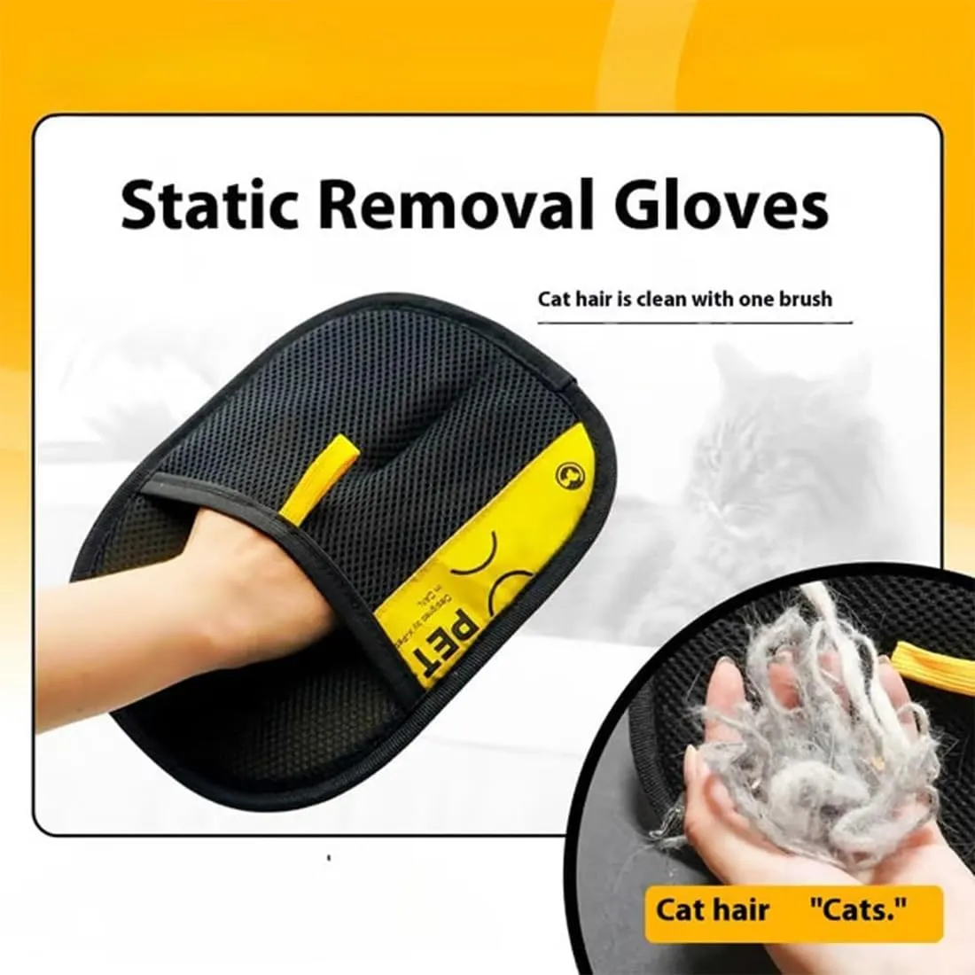 Yomi Pet Hair Remover Glove, Reusable Static Removal Gloves for Pet Grooming, Cats & Dogs Hairs Removal Mitts Tool, Effort-Free Clean, for Clothing/Couch/Furniture/Carpet (2PCS)