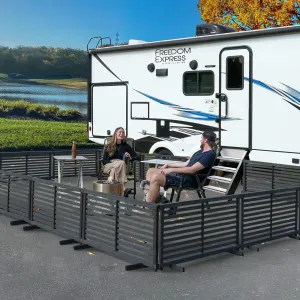 Zippity Portable Puppy Fence Kit - 22in H x 44in W (2 Panels), Charcoal Color, Freestanding Dog Playpen for Yard & Indoors, Vinyl Picket Outdoor Fence, ZP19073